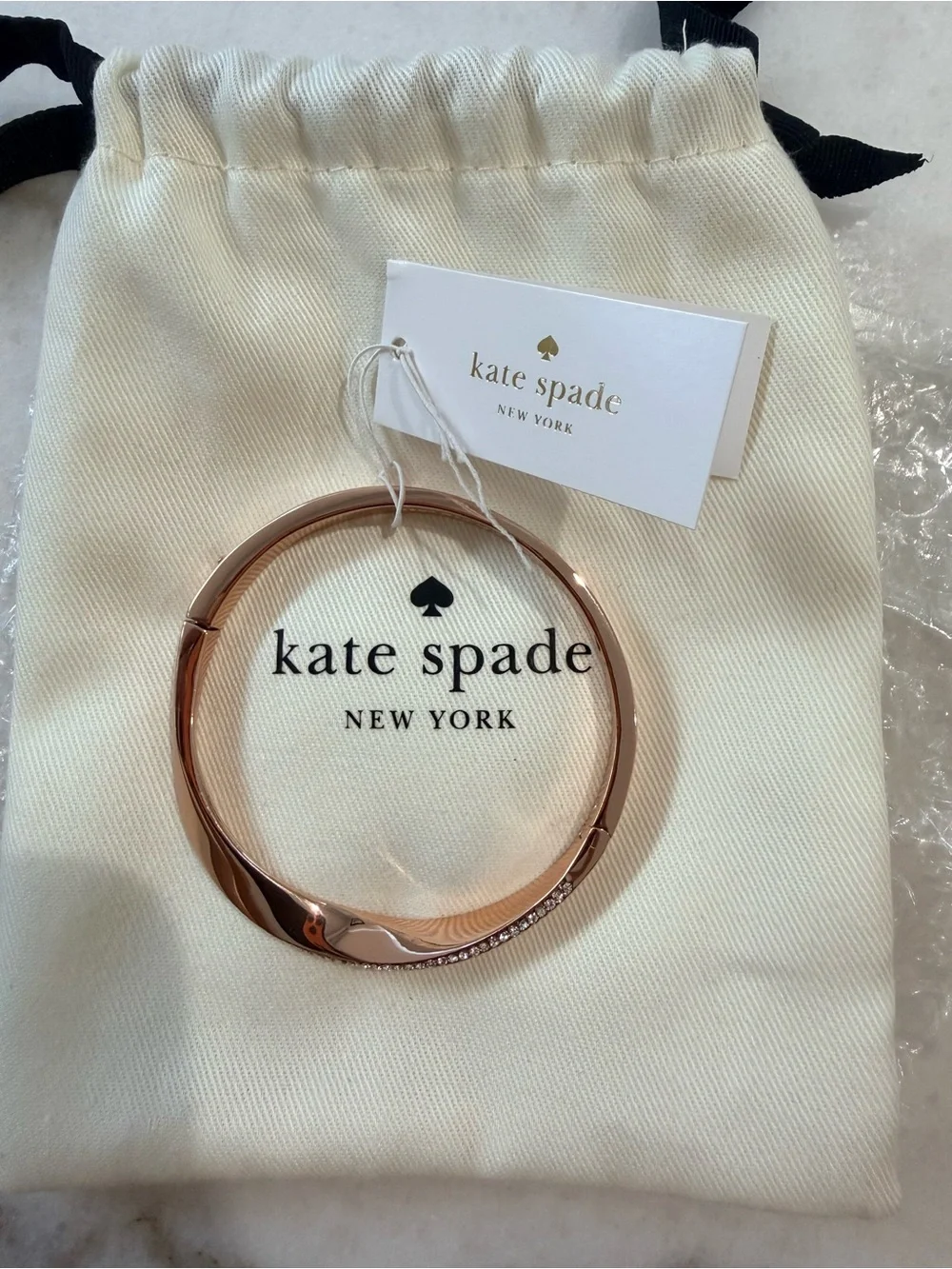 kate spade Rose Gold Crystal-Accent Bangle Bracelet